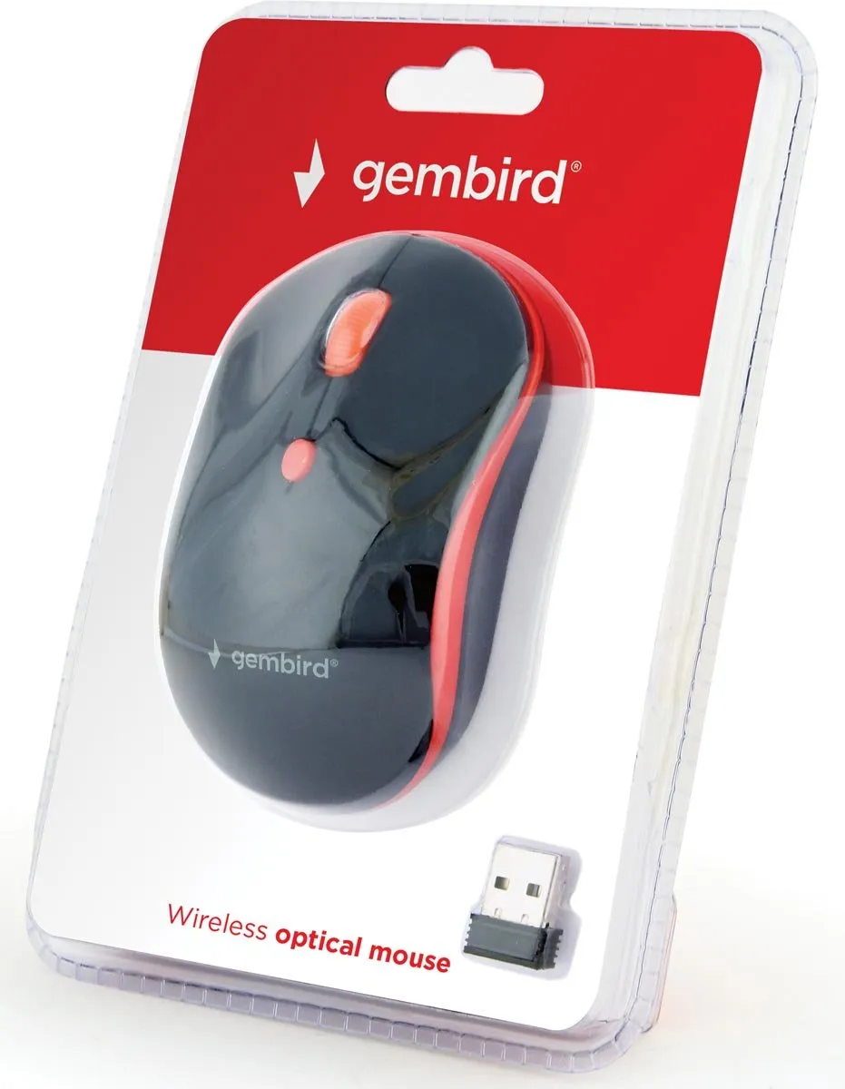 Gembird MUSW-4B-03-R Draadloze Optische Muis - 1600 DPI - Zwart/Rood - afbeelding 6 van 6
