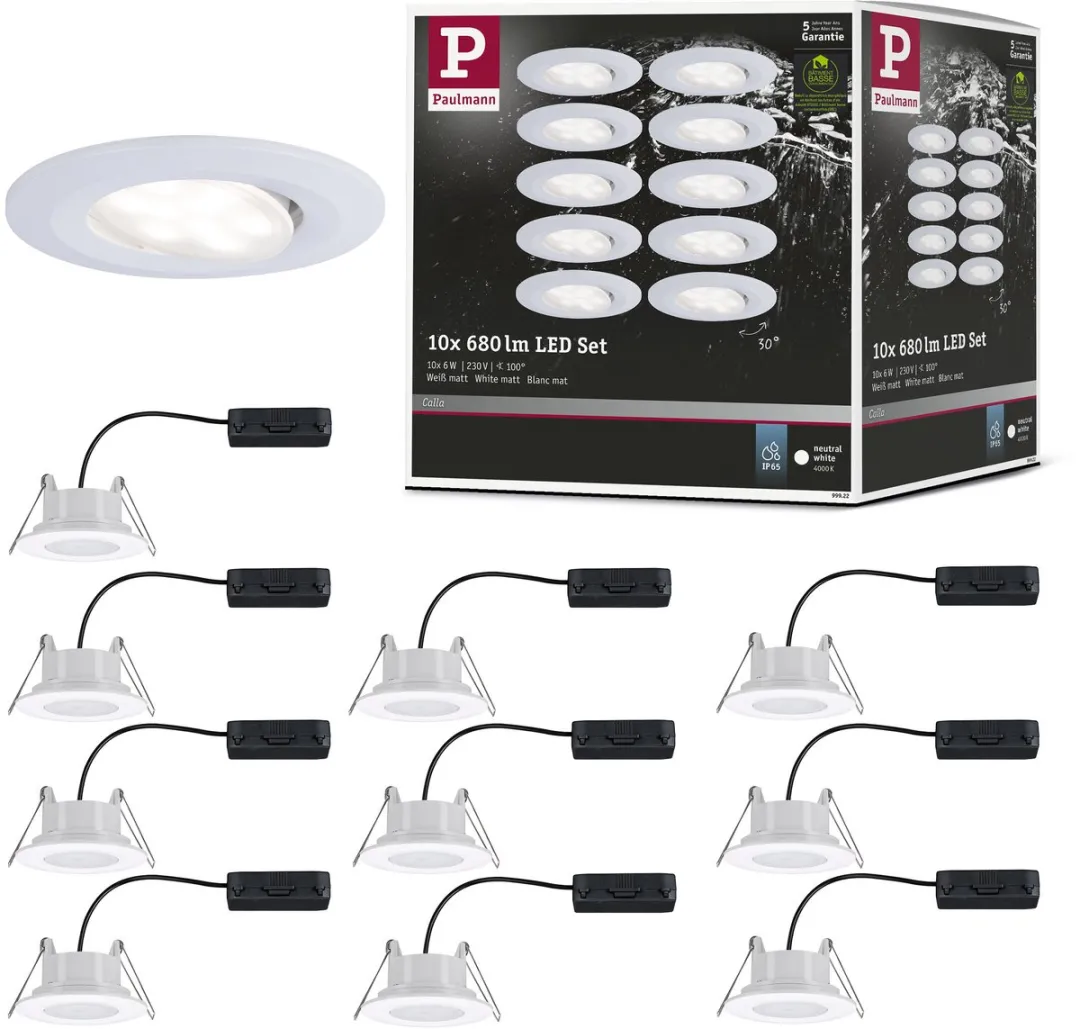 Paulmann LED-inbouwlamp Calla Basisset 10x6W 530lm 90mm