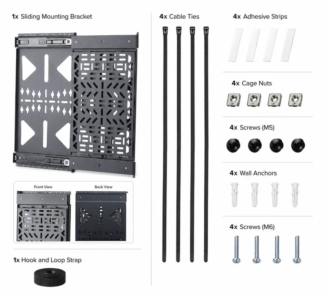 StarTech 1S-AV-WALL-MOUNT Opbergpaneel - Zwart - afbeelding 2 van 6