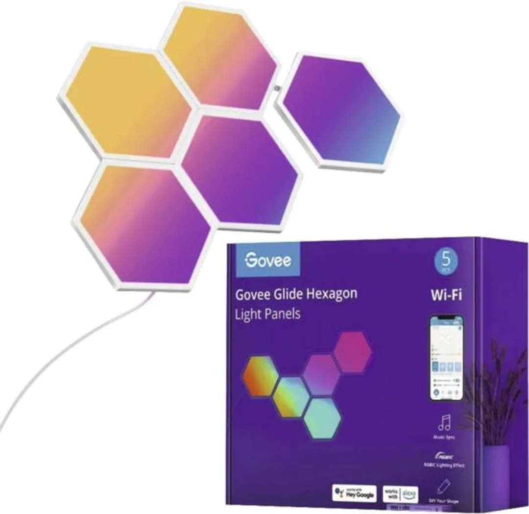 Govee RGBIC Glide Hexa Wandverlichting - Wi-Fi/Bluetooth - Wit