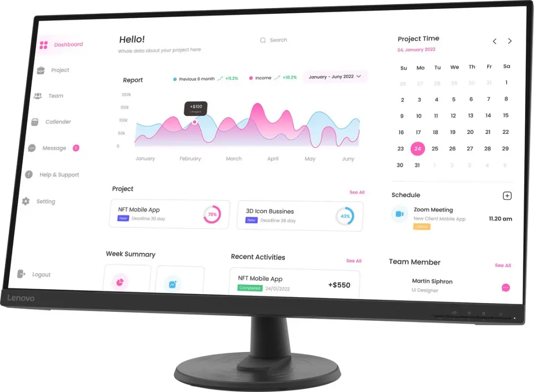 Lenovo D32-40 Monitor 31.5 inch Full HD - Zwart - afbeelding 6 van 6