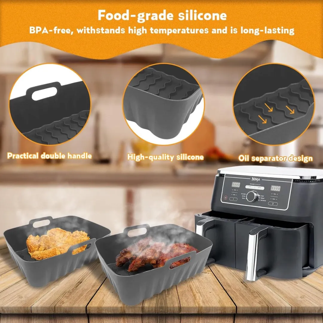 Ninja Airfryer Accessoires, Airfryer Accessoires voor Ninja Foodi Max Dual Zone Airfryer AF400EU AF300EU 7.6L-9.5L, Silicone Vorm voor Ninja Airfryer (voor Ninja AF400EU Grijs)