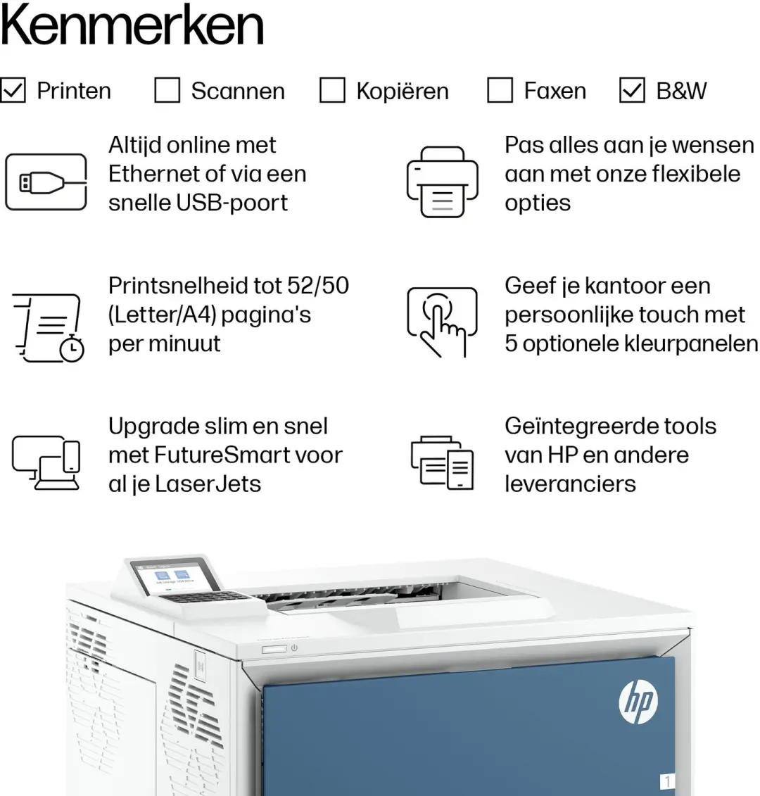 HP LaserJet Enterprise 5501dn A29Z3A#B19 Laserprinter - Blauw - afbeelding 2 van 6