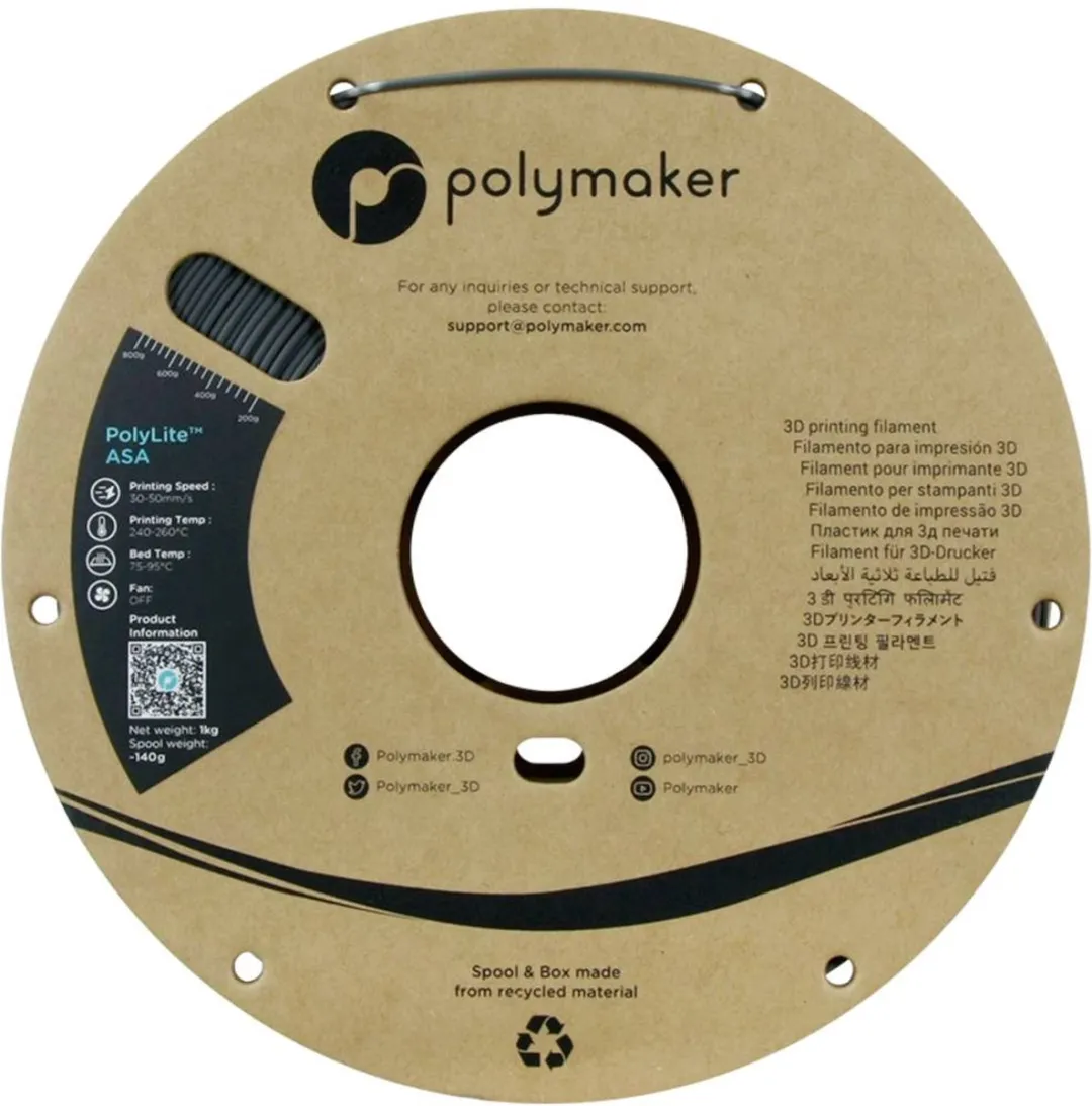 Polymaker PF01037 ASA Filament 1.75mm 1000g - Donkergrijs