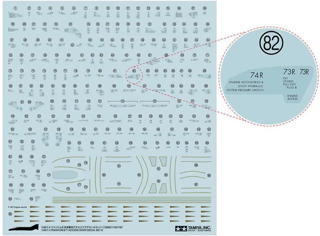 Tamiya F-4 Phantom II Access Door Decal Set