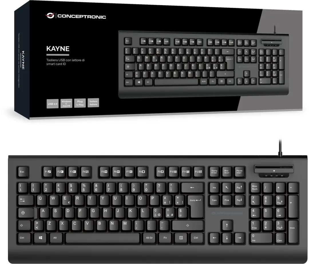 Conceptronic KAYNE01IT Toetsenbord Italiaans - Zwart - afbeelding 5 van 5
