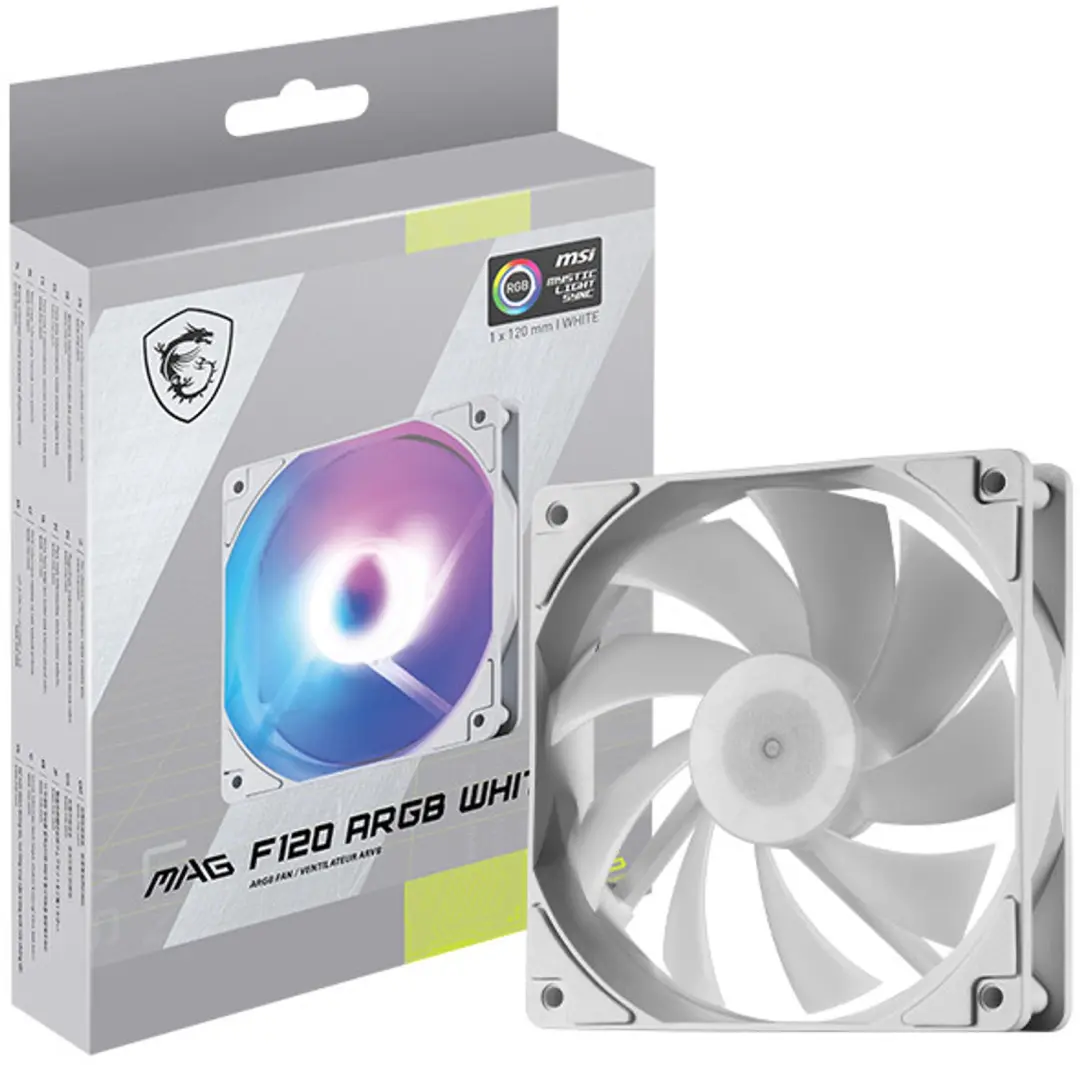 MSI MAG F120 ARGB PC Ventilator 120mm - Wit - afbeelding 2 van 2