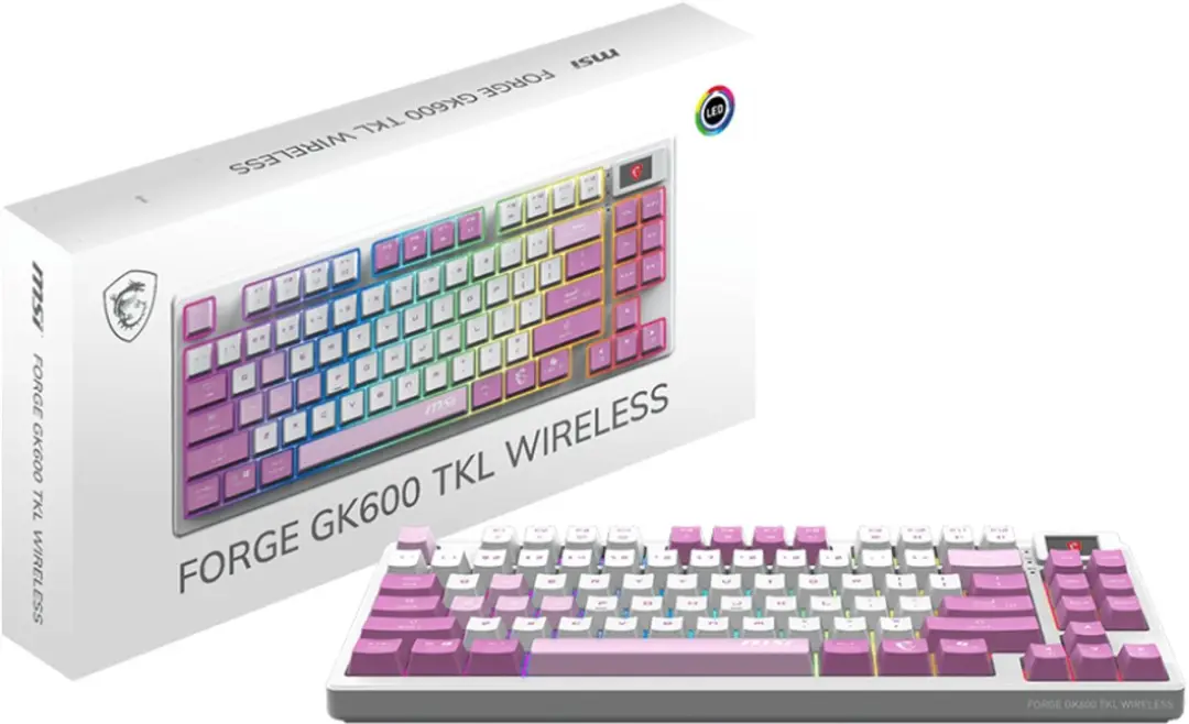 MSI FORGE GK600 TKL WIRELESS VIOLET IT Toetsenbord - Violet - afbeelding 2 van 3
