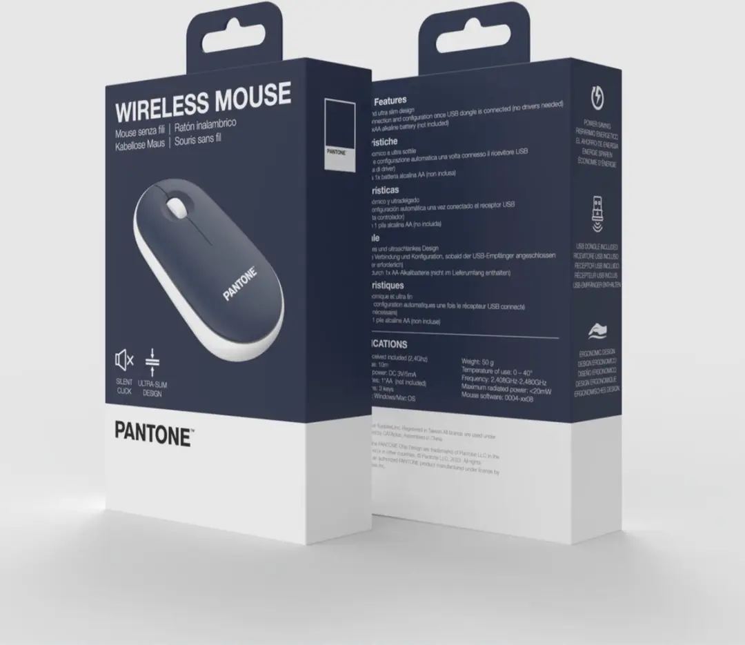 Pantone PT-MS001N1 Draadloze Muis - Blauw - afbeelding 2 van 4