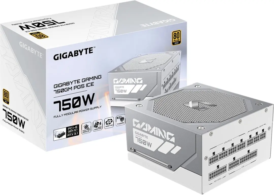 Gigabyte Gaming GP-GME750GM PG5 ICE EU PC-voeding - Wit - afbeelding 2 van 6
