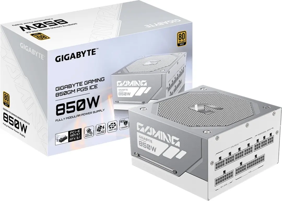 Gigabyte GAMING GP-GME850GM PG5 ICE EU PC-voeding - Wit - afbeelding 2 van 6