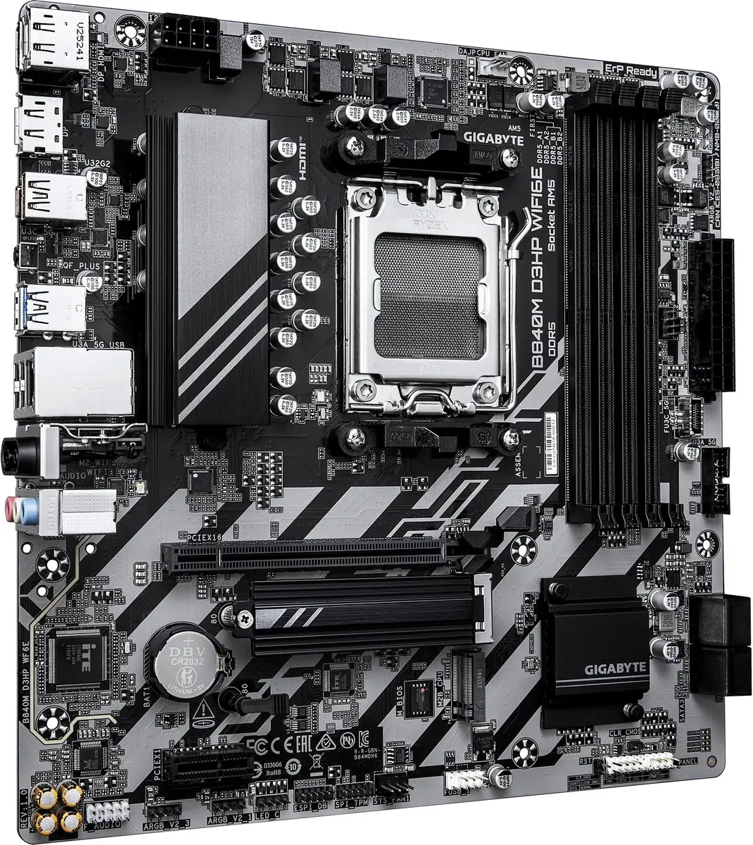 Gigabyte B840M D3HP WIFI6E Moederbord - Donkerbruin - afbeelding 2 van 4