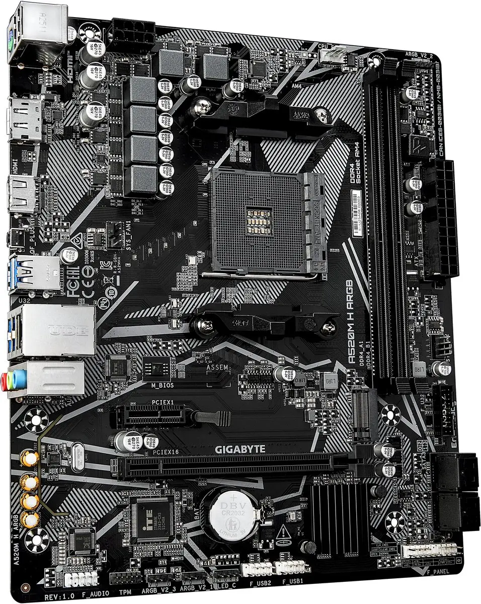Gigabyte A520M H ARGB Moederbord - Donkerbruin - afbeelding 2 van 4