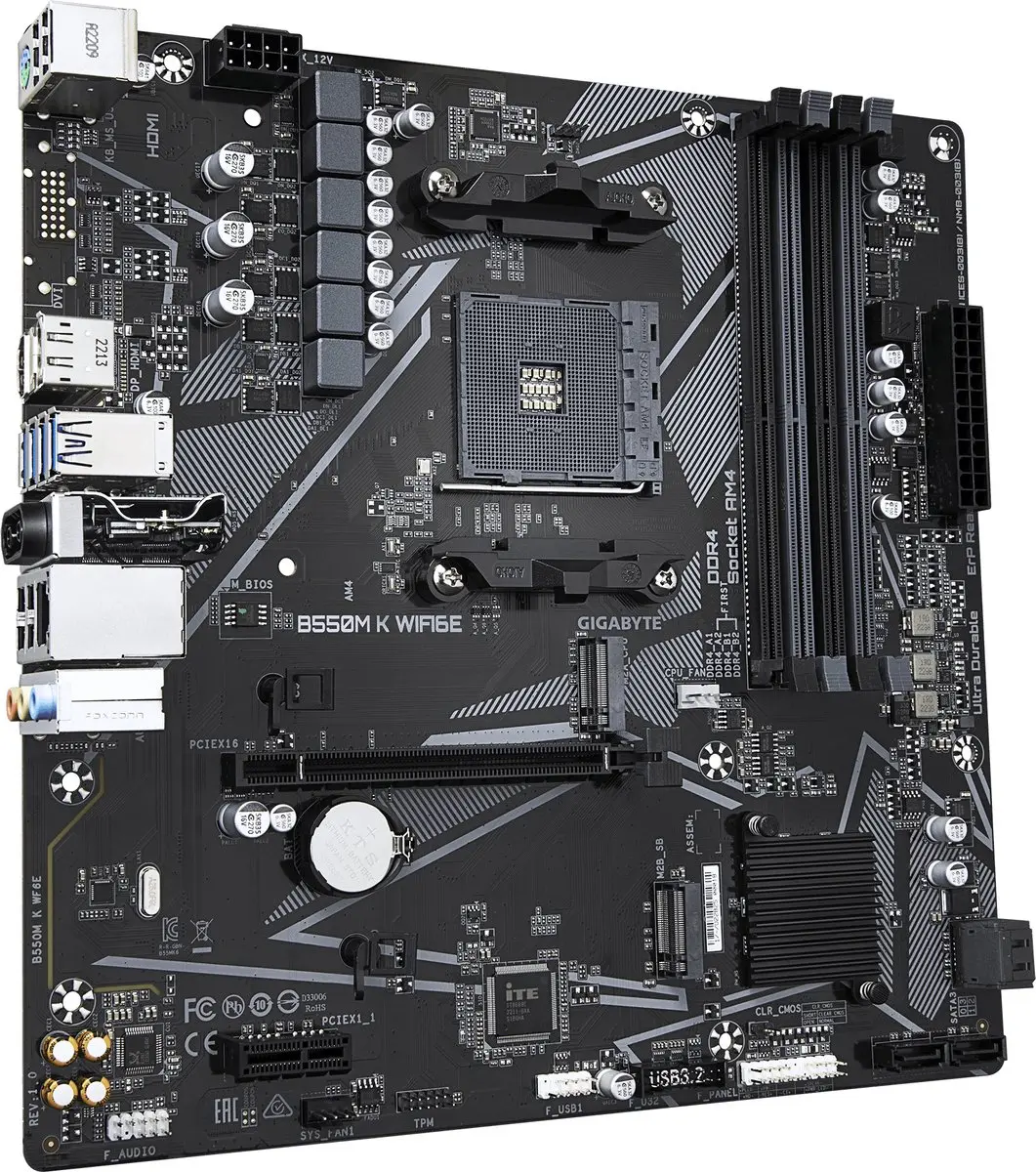 Gigabyte B550M K WF6E Moederbord - Donkerbruin - afbeelding 2 van 4