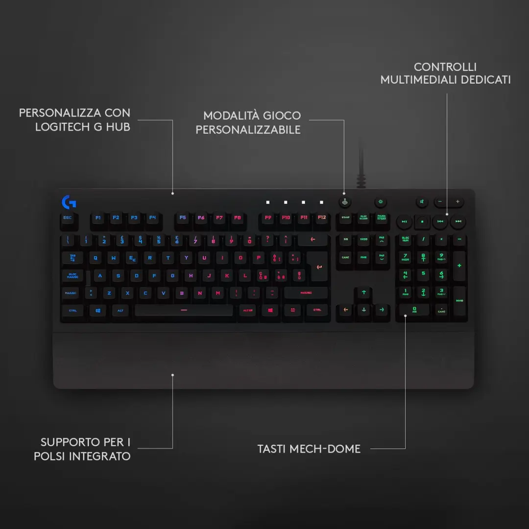 Logitech G213 Prodigy 920-008085 Gaming Toetsenbord - Zwart - afbeelding 3 van 6