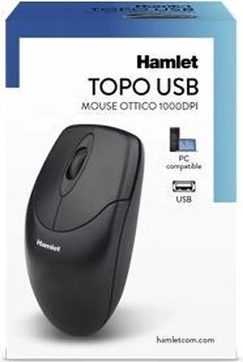Hamlet Topo XMICEU2 Muis - 1000 DPI - Zwart - afbeelding 5 van 6