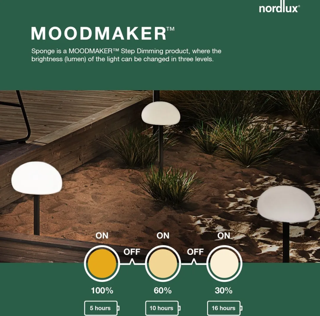 Nordlux Sponge 34 LED Batterijlamp - 2700K - Wit
