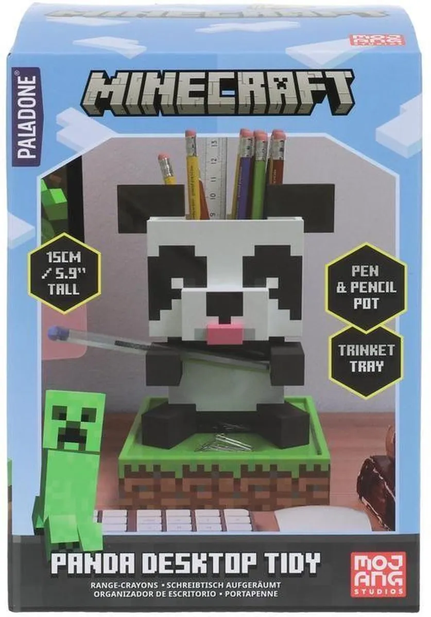 Casio Minecraft Panda Pennenbakje - Bruin/Grijs/Groen/Roz/Wit/Zwart
