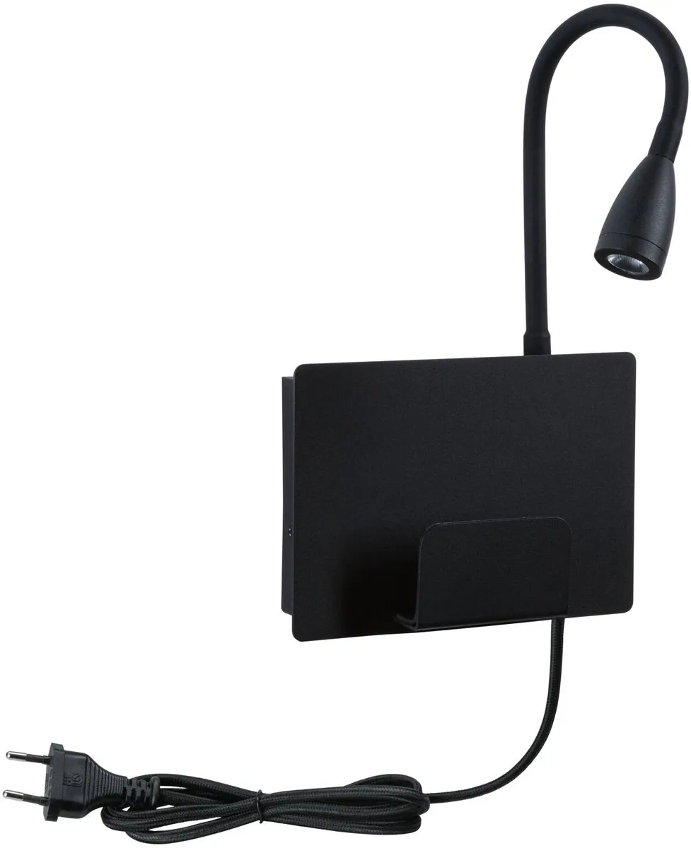Paulmann LED-wandlamp Halina USB-C 2700K 200lm - Zwart mat