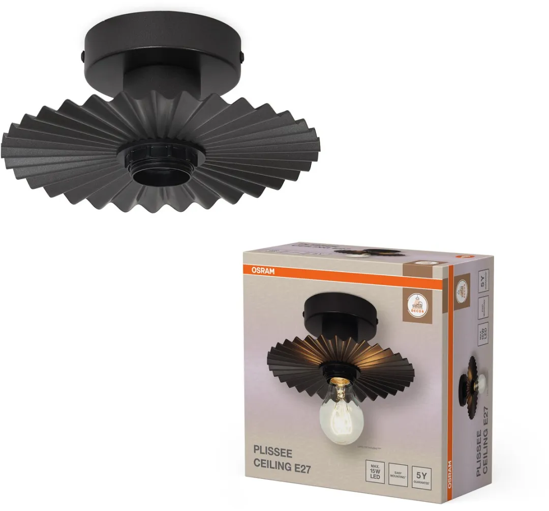 Osram Decor Plissee Plafondlamp E27 - 200mm - Donkergrijs