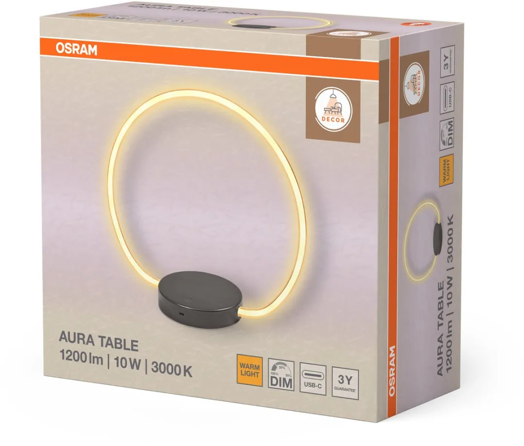 Osram Decor Aura LED Tafellamp 10W 1000lm - Donkergrijs