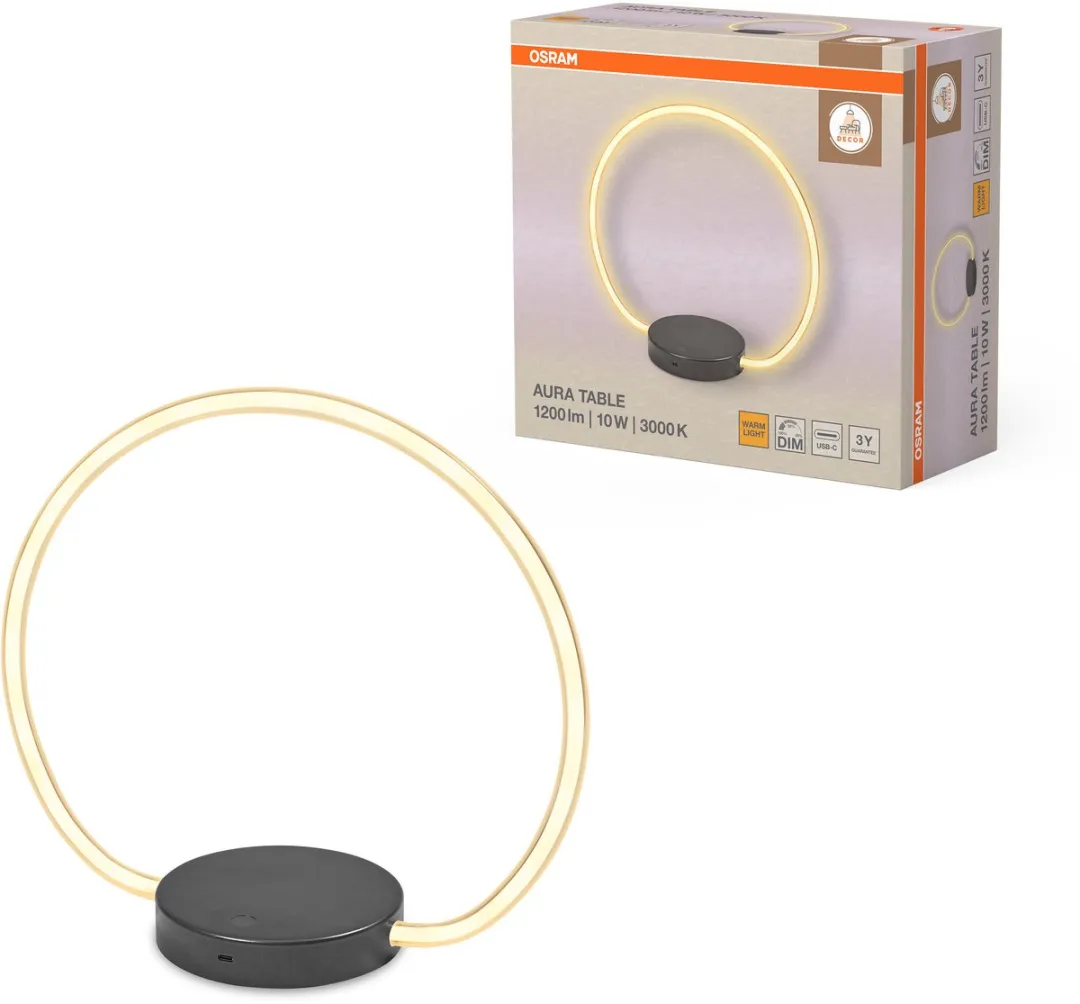 Osram Decor Aura LED Tafellamp 10W 1000lm - Donkergrijs