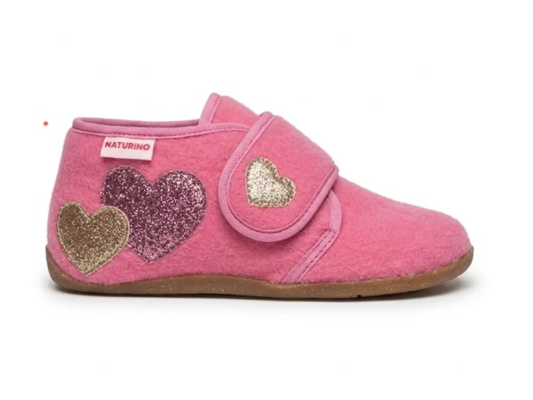 Naturino - Dreamy - Mt 29 - velcro bling bling hartjes velvet pantoffel- Roze