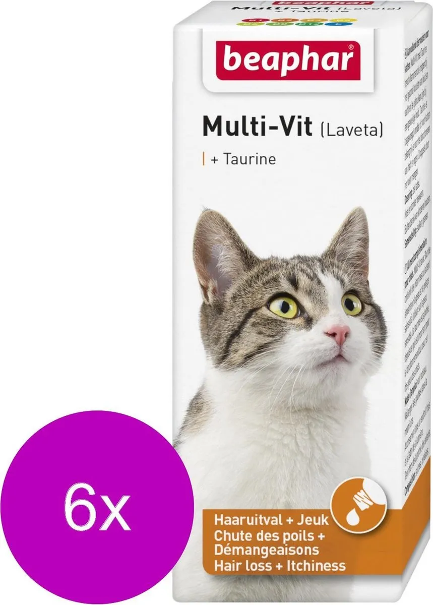 Beaphar Laveta Taurine Kat Voedingssupplement 6x50ml