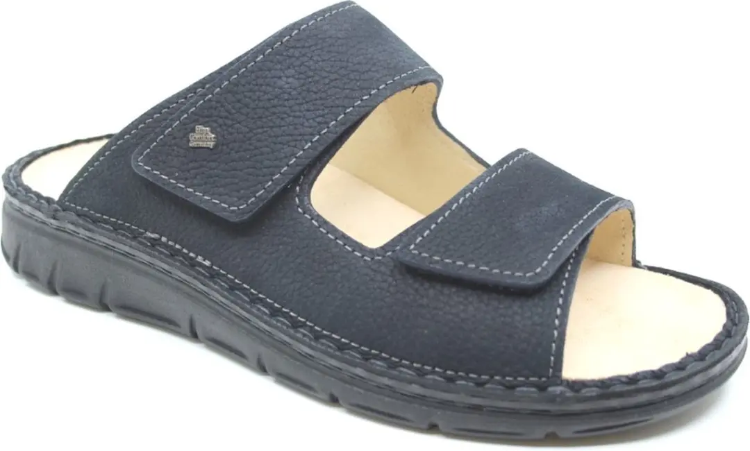 Finn Comfort, RAB, 01544-049413, Blauwe heren slippers met klittenband sluiting