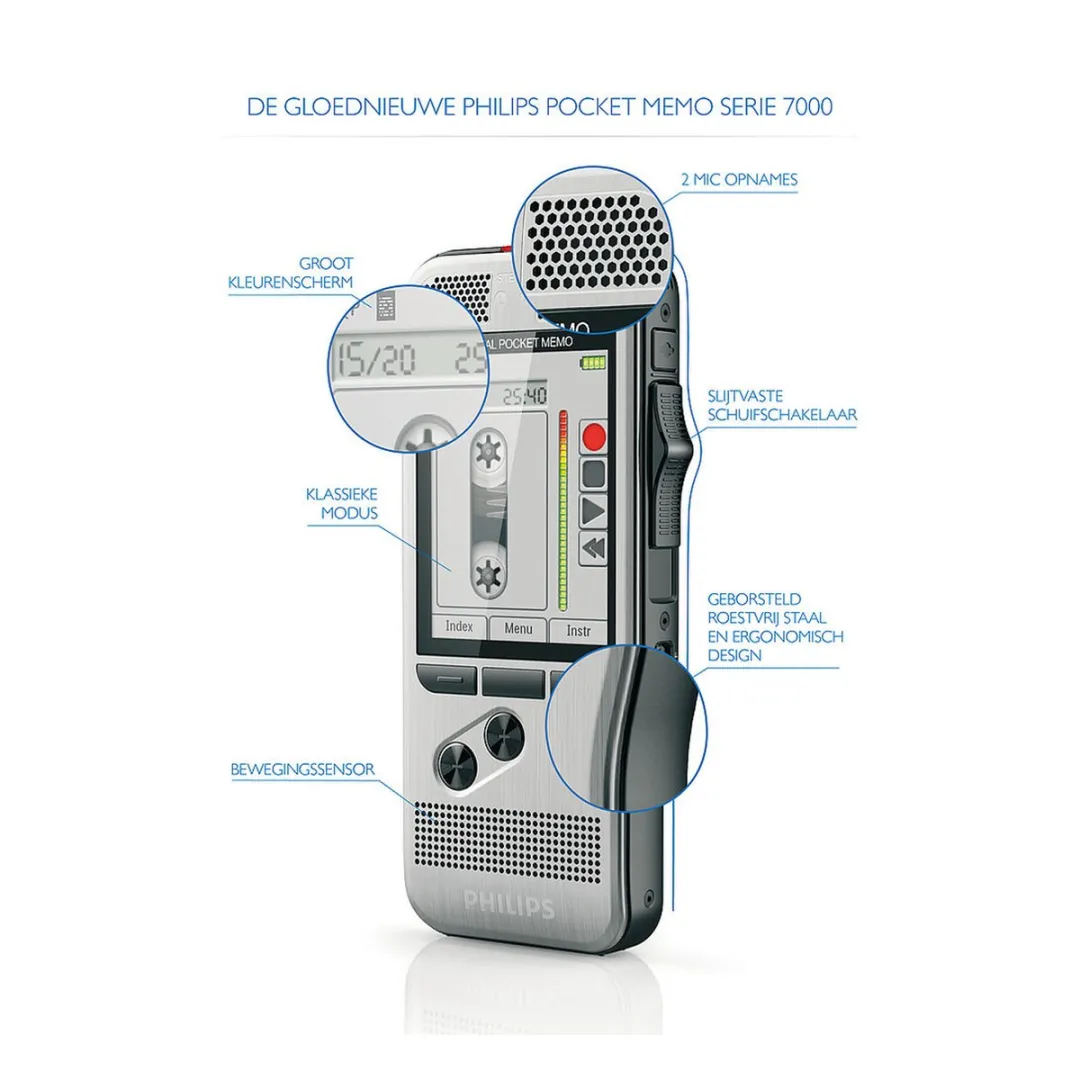 Philips PocketMemo DPM7000 Dicteerapparaat - Zilver