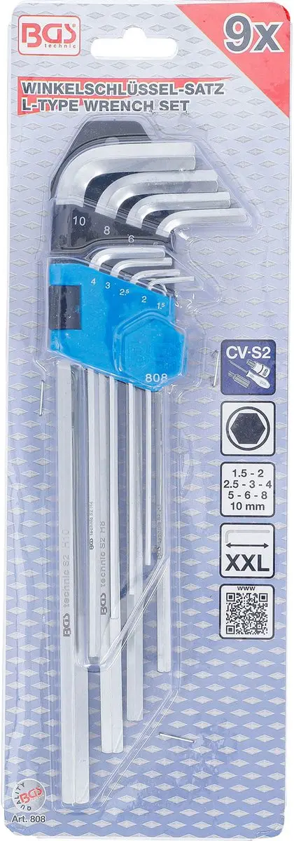 BGS technic Inbussleutelset extra lang 1,5-10mm - 9 delig - afbeelding 4 van 6