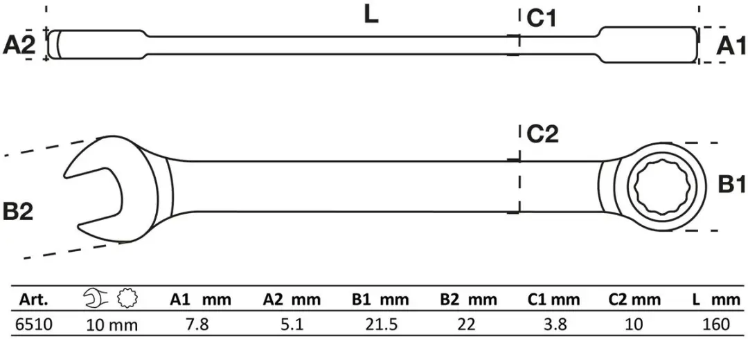 BGS Ratel Ringsteeksleutel 10mm - afbeelding 4 van 5