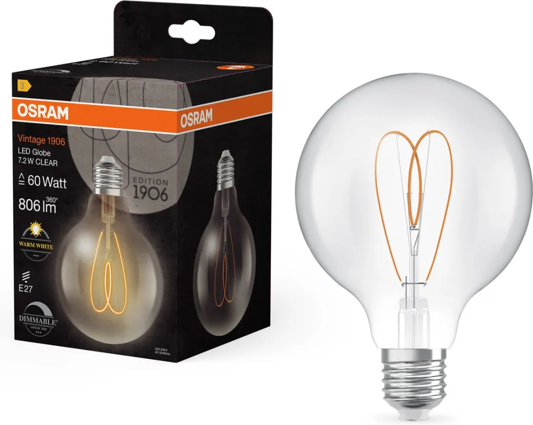 Osram Vintage 1906 LED E27 Globe 7.2W - 806lm - 2700K