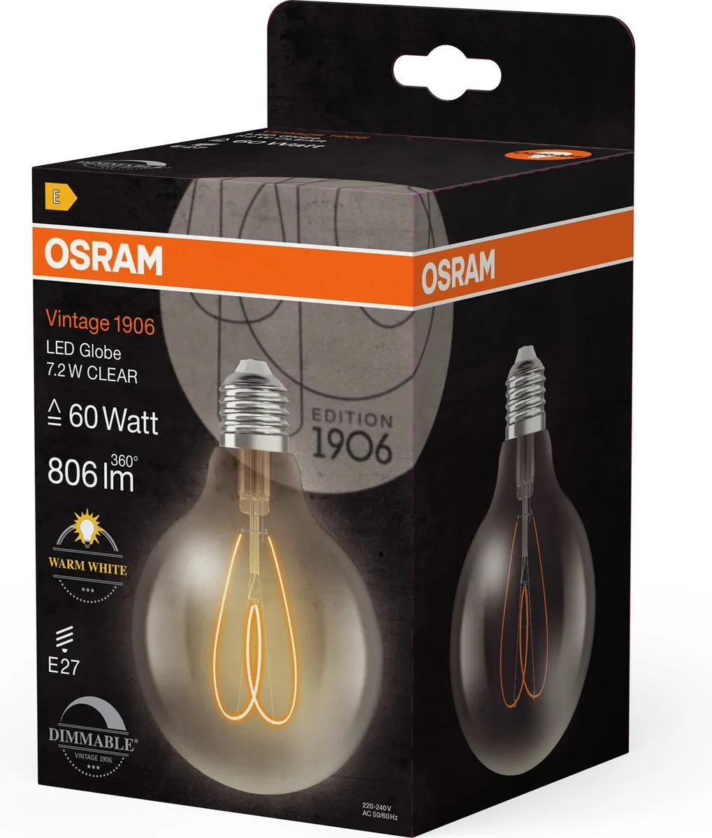 Osram Vintage 1906 LED E27 Globe 7.2W - 806lm - 2700K