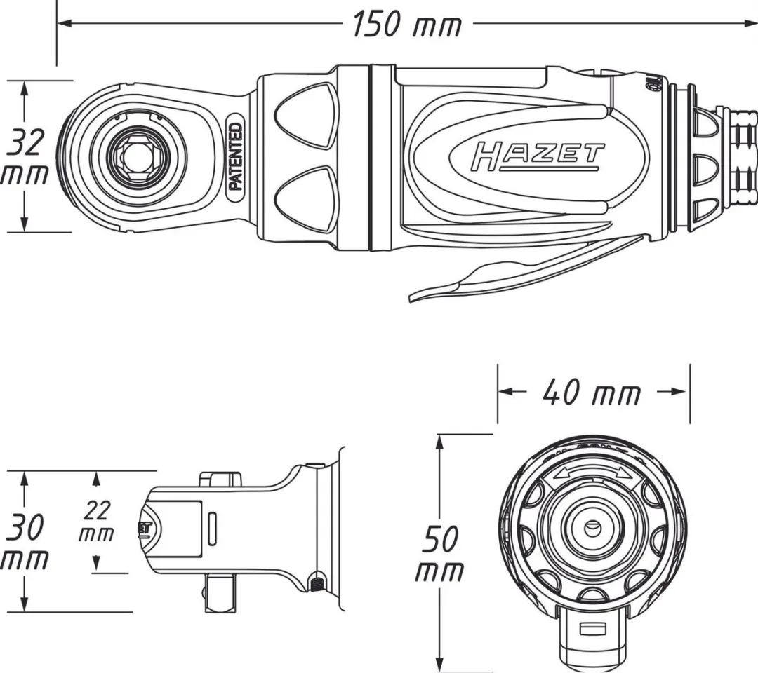 Hazet Pneumatische Ratelsleutel 9020P-2 - 6,3 mm - 40 Nm