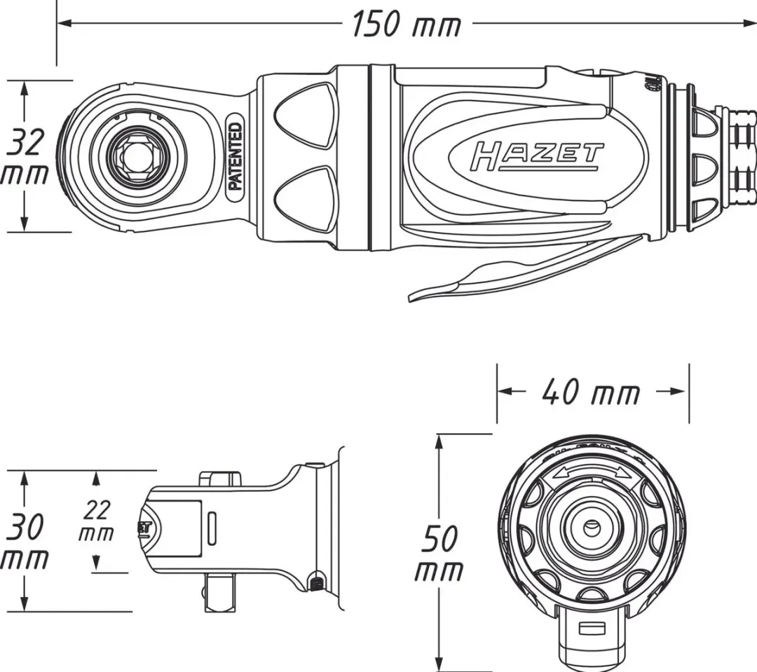 Hazet Pneumatische Ratelsleutel 9020P-2 - 6,3 mm - 40 Nm