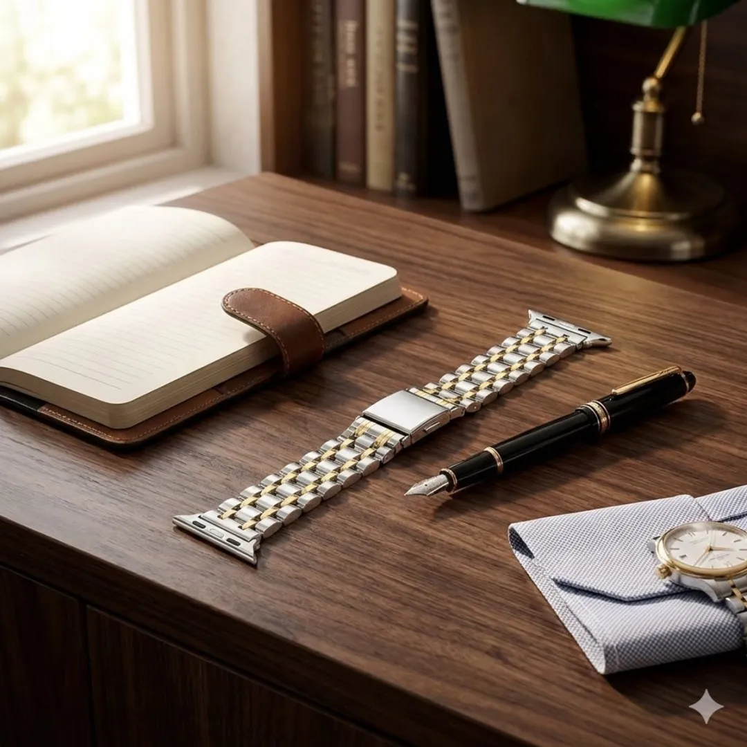 NUVEX Tweekleurige Horlogeband Apple Watch 42-49mm - Zilver/Goud