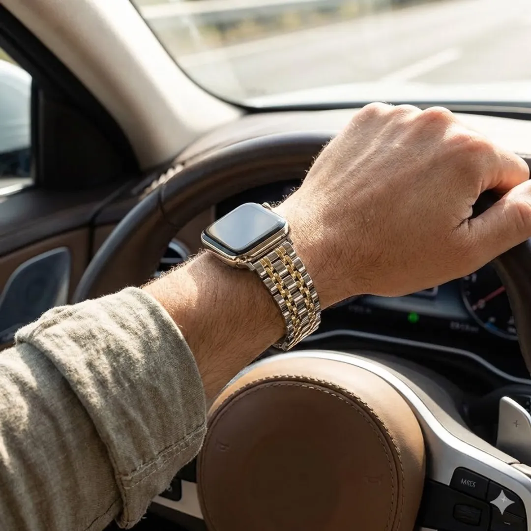 NUVEX Tweekleurige Horlogeband Apple Watch 42-49mm - Zilver/Goud