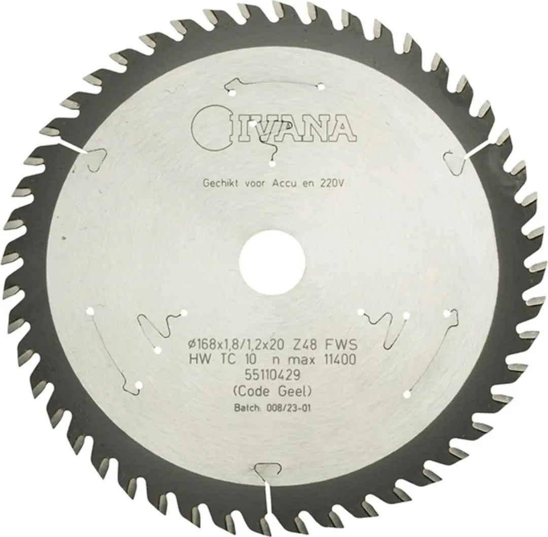 Ivana Cirkelzaakblad Hardmetaal 168x1.8mm/1.2x20mm Z= 48FWS Hout