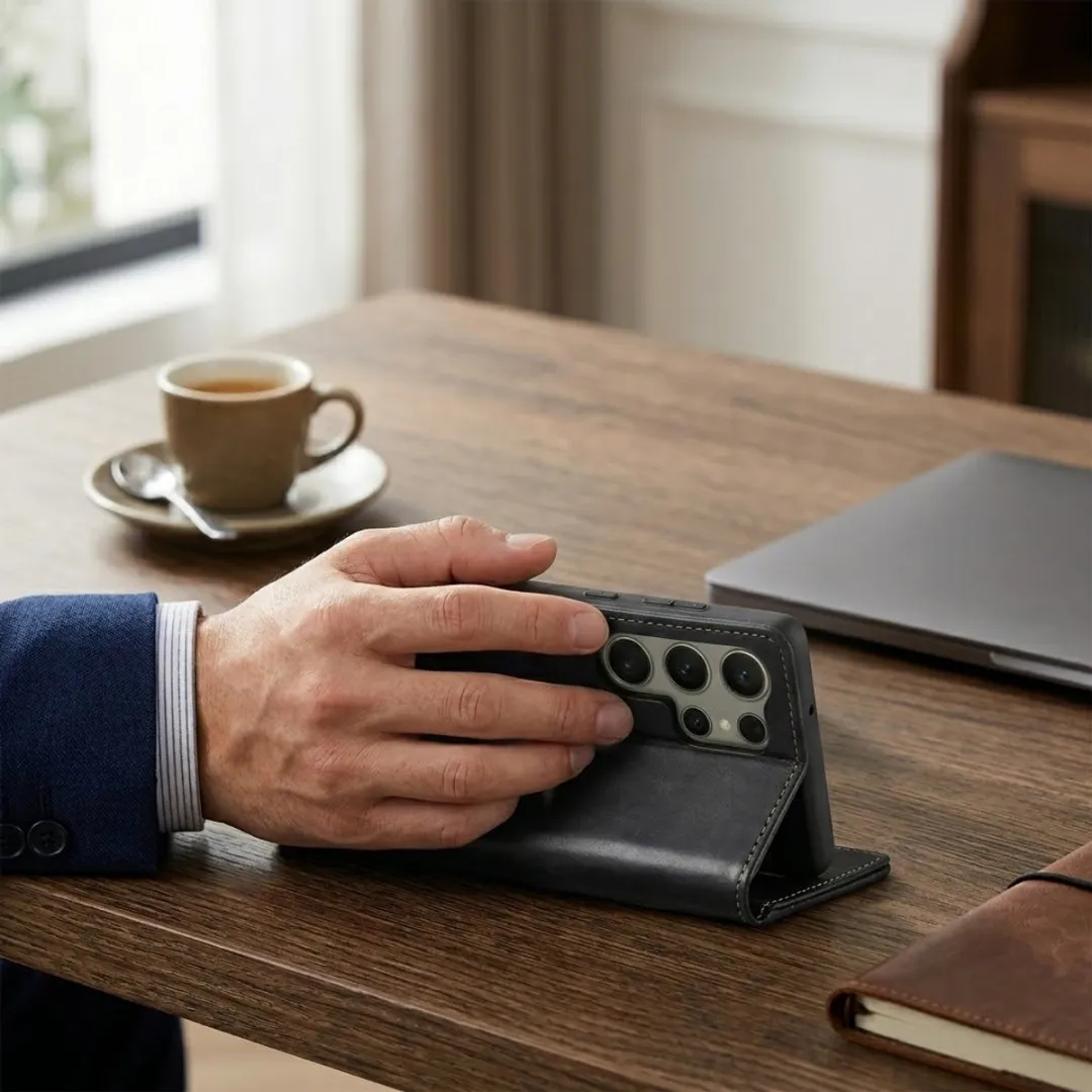 NUVEX Wallet Hoesje Zwart voor Samsung Galaxy S25 Ultra - Magneetsluiting