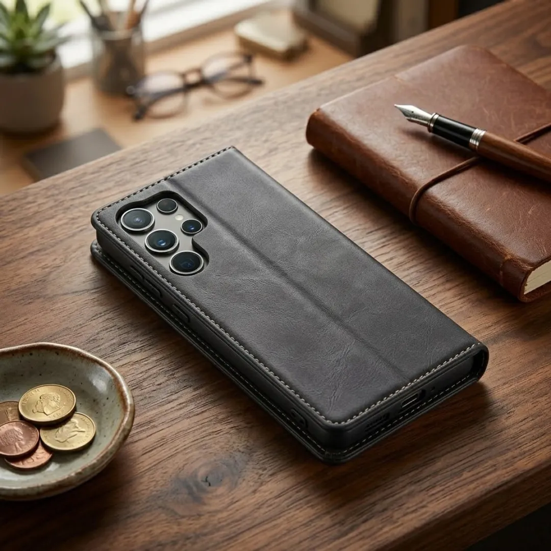 NUVEX Wallet Hoesje Zwart voor Samsung Galaxy S25 Ultra - Magneetsluiting