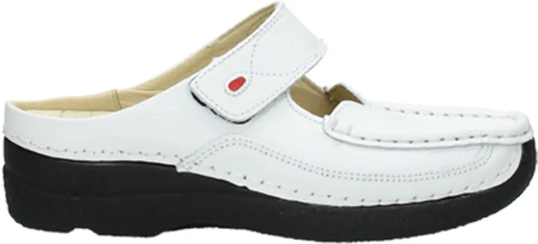 Wolky Klompen Roll Slipper wit/zwart leer
