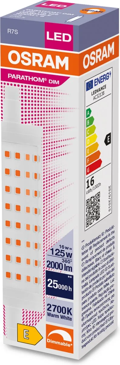 Osram Parathom LED R7S 16W - Warm Wit - Mat