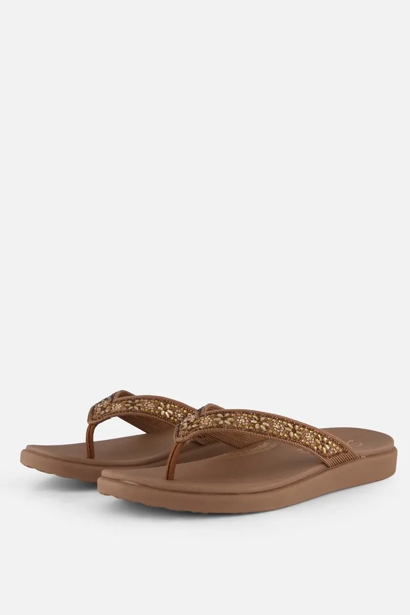 Skechers MEDITATION LUXE - SUNNY GLOW Dames Slippers - Mokka