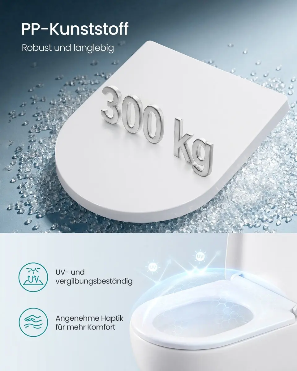 Songmics D-vormige Toiletbril Soft-Close - Wit - afbeelding 6 van 6