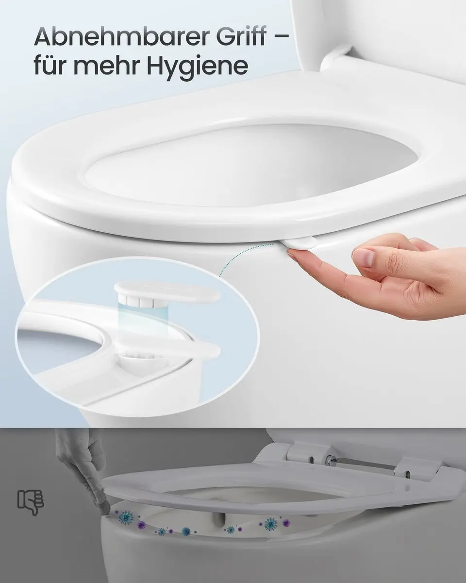 Songmics D-vormige Toiletbril Soft-Close - Wit - afbeelding 3 van 6