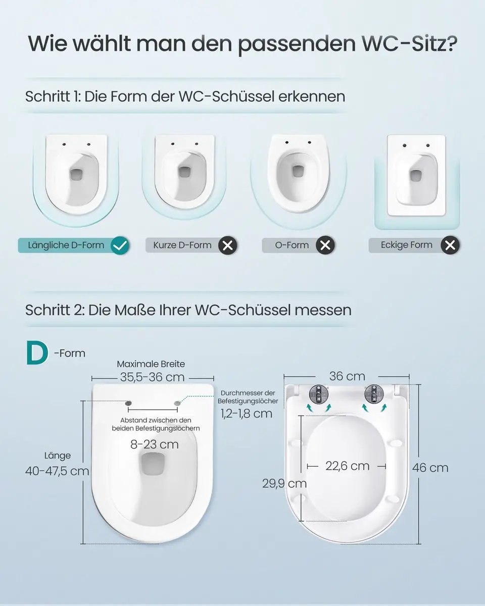 Songmics D-vormige Toiletbril Soft-Close - Wit - afbeelding 2 van 6