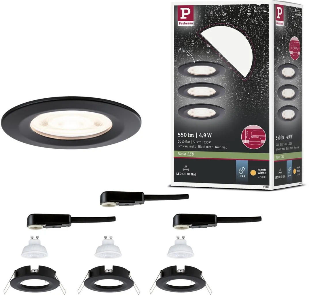 Paulmann Nova GU10 LED-inbouwlamp 3x4,9W 550lm 2700K