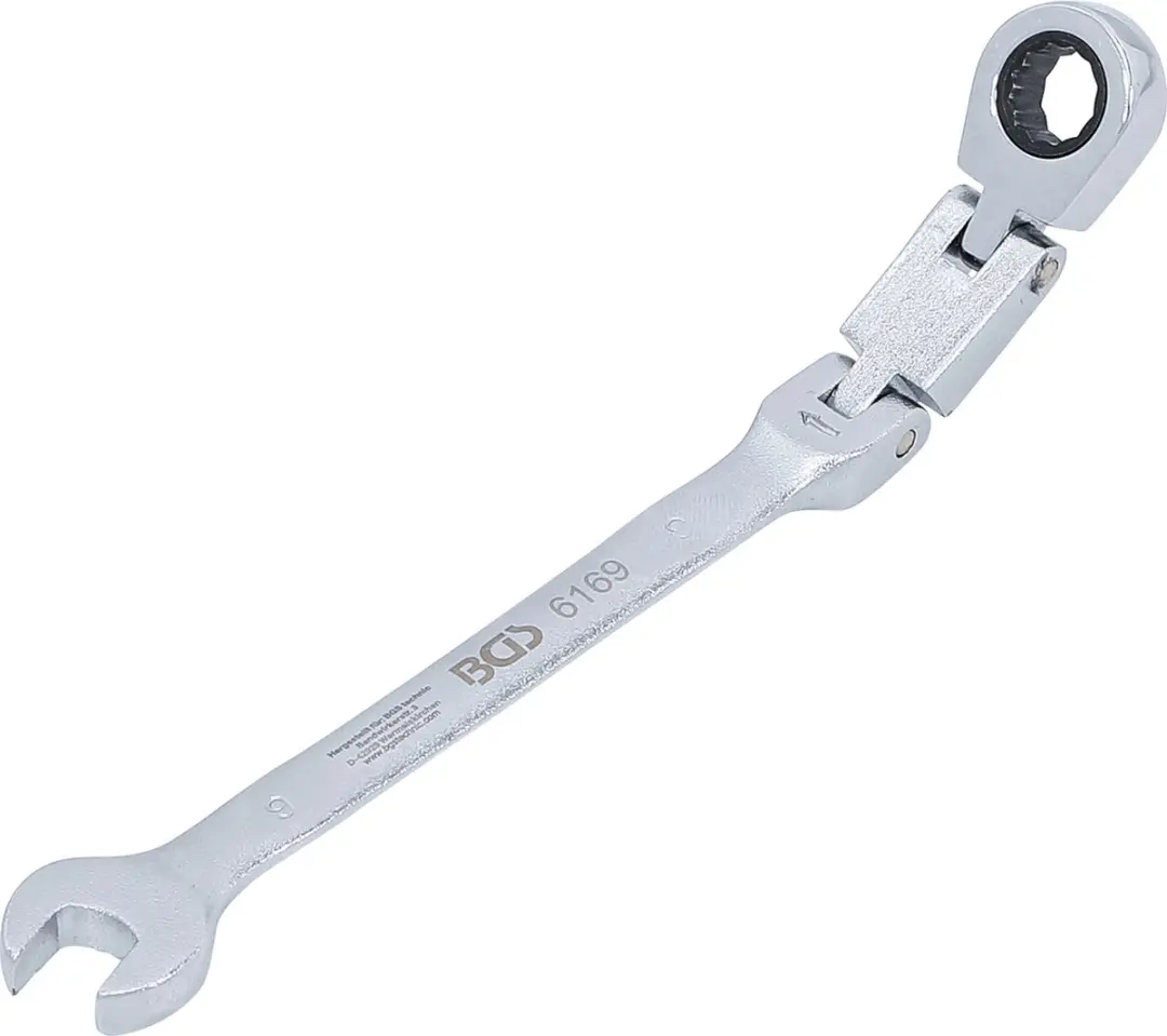 BGS technic Dubbelscharnierende ratelring-steeksleutel 9 mm