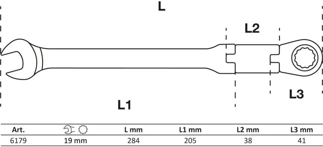 BGS technic Ratelring-steeksleutel plooibaar 19mm - 6179 - afbeelding 4 van 6